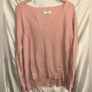 Old Navy Women's Blush Pink V-Neck Ribbed Knit Sweater